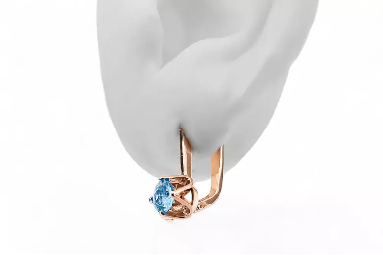Earrings Vintage style Aquamarine Original Vintage 14K Rose Gold vec005r